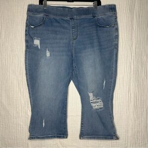 Lane Bryant Women's 20 Plus-High-Rise Jegging Pedal Jeans Distressed Stretch